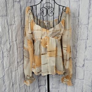 Blu Pepper NWT Small Boho Sheer Fly High Square Neck Peasant Blouse